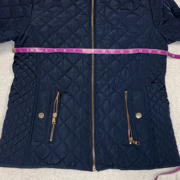 Zara for girls Kids Navy Quilted zip classic Jacket size 13/14 164cm - Picture 3 of 9